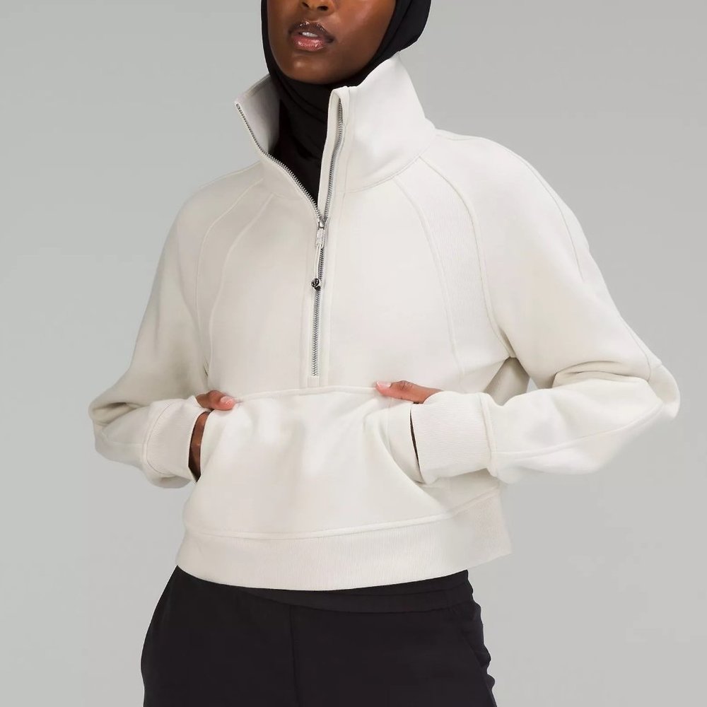Scuba Oversized Funnel Neck Half Zip - Bone
